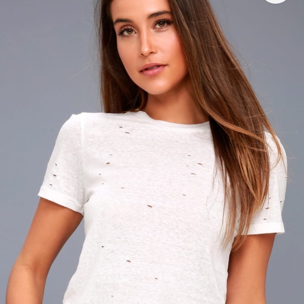 Raw Talent Ivory Distressed Tee